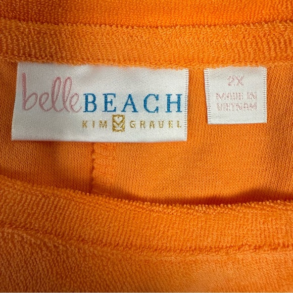 Belle Beach Kim Gravel Poolside Terry Sweatshirt Plus 2X Relaxed Bright Orange - Picture 8 of 10